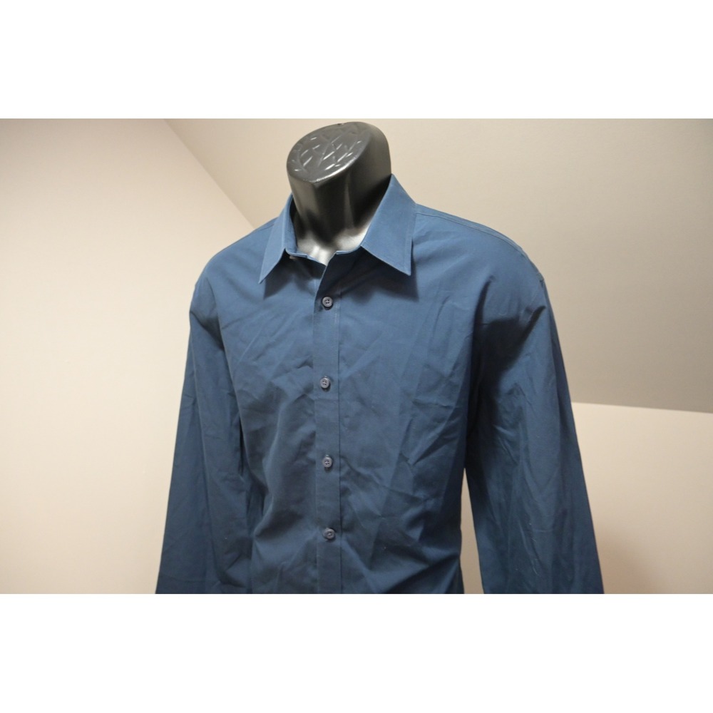 UNTUCKit Castello WF Button Down Dress Shirt Mens XL Navy‎ Blue Cotton Excellent